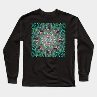 Lavender, Teal, Black and Blue Mandala Long Sleeve T-Shirt